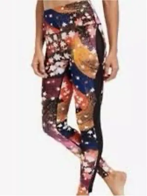 Free People FP Movement "Liza" Illusion Floral Leggings Women’s Size L thumbnail 4