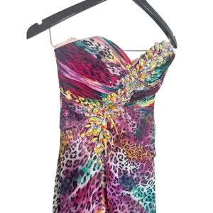 Tony Bowls Purple Watercolor Leopard‎ Print Prom Dress Strapless Formal Gown 2 thumbnail 3