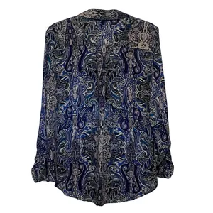 Sami & Jo Women's Blue Black‎ White Printed Long Sleeve Button Front Size M thumbnail 2
