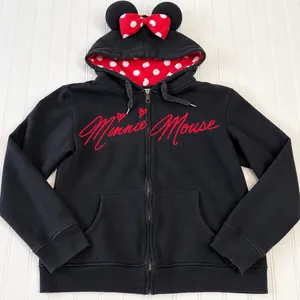 Authentic Disney Parks Minnie Mouse Signature Zip-Up Costume Hoodie Black Red XL thumbnail 1