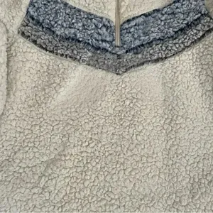 Weatherproof Vintage Fleece Faux Fur off White Blue Boho Soft ¼ Zip Jacket SZ M thumbnail 3