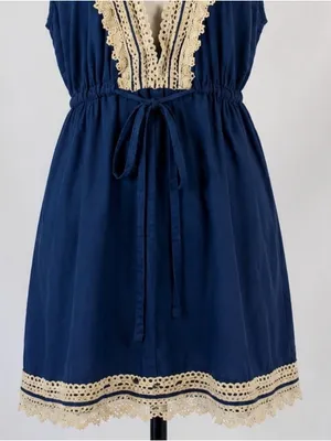Mud Pie Navy Crochet Trim Swim Cover-Up Dress Sz Large💚 thumbnail 5