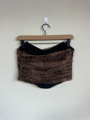 Zara Snake Print Mesh Crop Corset Top thumbnail 4