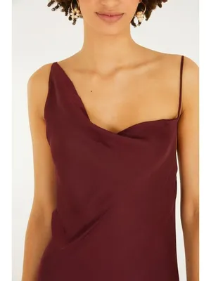 NWOT Farm Rio Ruffled Sleeveless V-Neck Maxi Dress Burgundy Size M thumbnail 4