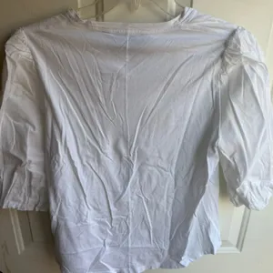 Veronica Beard Women's White Crew Neck Pima Cotton Puff‎ Sleeve Top Sz M thumbnail 6