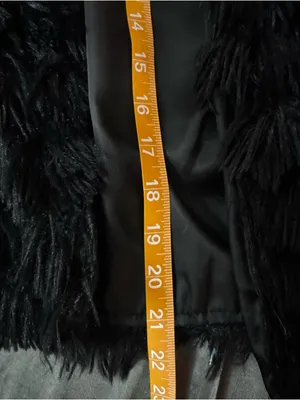 Blue blush Bambi faux fur fringe black jacket NWOT size small thumbnail 12