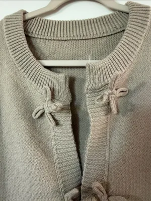 Taupe Toggle-Front Knit Cardigan Sweater thumbnail 5