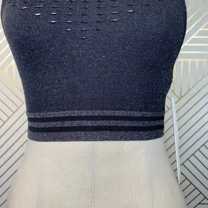 Good American Seamless Lurex Stripe Bra in Black‎ thumbnail 5