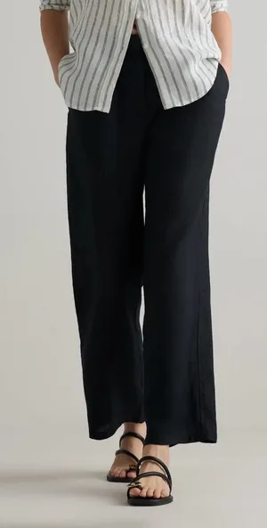 NWT Quince 100% European Linen Pleated Trouser black size 8 thumbnail 1