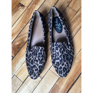 Leopard Print Smoking Loafers Brown Suede Look Ballet Flats Cute Casual Size 7.5 thumbnail 2