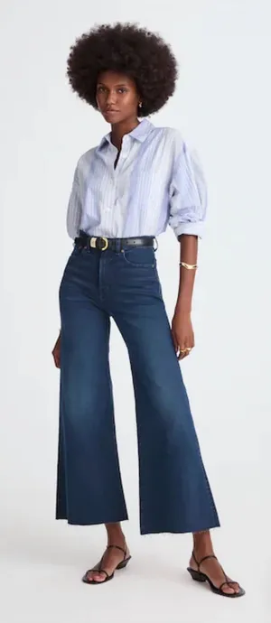 Madewell Flared Wide-Leg Crop Jeans Size 30P thumbnail 1