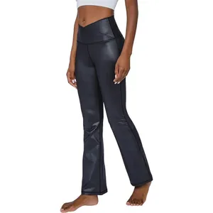 ✨90 Degree By Reflex Faux Leather Flared Leg Yoga Sz Medium Pants✨ thumbnail 2