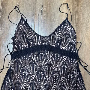 For Love & Lemons Bright Lights Mini Dress in Black Size Large Lace Asymmetrical thumbnail 3