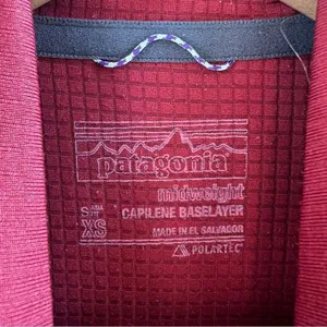 Patagonia Midweight Capilene Baselayer Crimson Red Pullover Zip Neck Shirt XS thumbnail 5