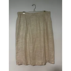 Executive Collection Womens Beige Linen Blend Plaid Skirt Suit Set Size 16 thumbnail 4
