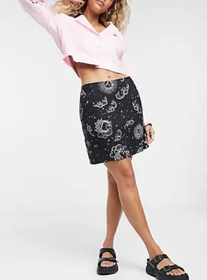 Motel Rocks NWT! A Line Mini Skirt With Thigh Split in Celestial Print Size XS thumbnail 1