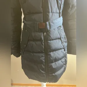 Nautica women’s belted winter coat navy blue medium thumbnail 8