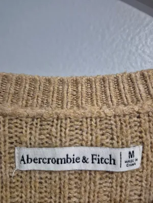 Abercrombie & Fitch Camel Ribbed Button-Front Cropped Cardigan Medium thumbnail 4