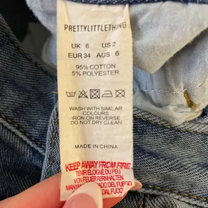 PrettyLittleThing Ripped High Waist Split Hem Jeans, Blue, Size 2 Tall, EUC thumbnail 13