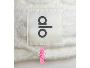 Alo Cable Knit Winter Bliss Pants Ivory High-Rise Waist Chunky Sweater Joggers S thumbnail 13