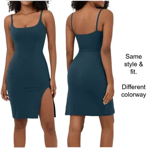 HALARA Blue Square Neck Corset Detail‎ Midi Dress With Slit Size S thumbnail 8