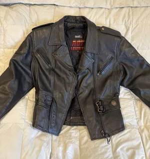 Hot Leathers Studded Black Motorcycle Jacket Zip Out Lining Harley patch Size XL thumbnail 1