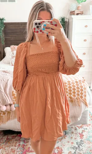 Listicle Brown Balloon Sleeve Mini Dress thumbnail 2