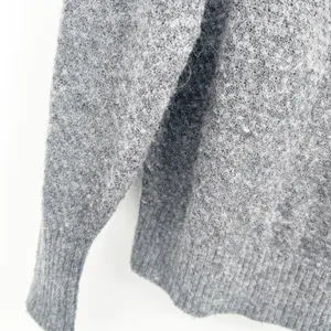 Quince Womens Baby Alpaca Wool Blend Diamond Stitch Crewneck Sweater‎ XS Gray thumbnail 2