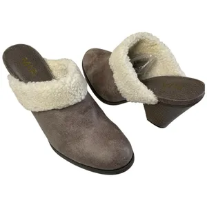 MIA Mitzy Sherpa-Lined Block Heel Mules in Gray/Taupe,‎ Size 9M thumbnail 10