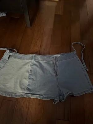 Celebrity Pink Wrap around Jean skirt thumbnail 2
