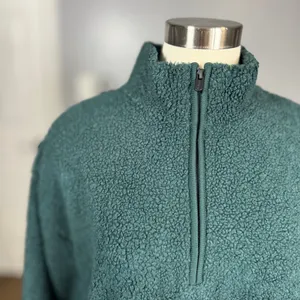 Athleta Forever Fleece 1/4 Zip Sweatshirt, Green, XL thumbnail 3