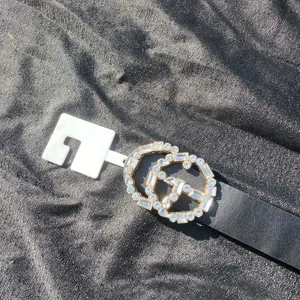 💎 NWT Interlocking Monogram Logo Crystal Metal Belt Buckle & Vegan Leather Belt 💎 thumbnail 4