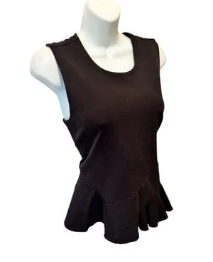 J.Crew Black Sleeveless Top Sz M Fitted Peplum Hem Business Career Stretch thumbnail 1
