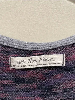We The Free Spaced Out Long Sleeve Top Purple Blue Contrast Cuff Women Size XL thumbnail 9