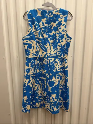 J. Crew Blue and Cream Floral Mini Sheath Dress thumbnail 3