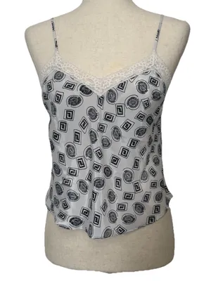 Victoria’s Secret gold label vintage cami top black white print size small thumbnail 1