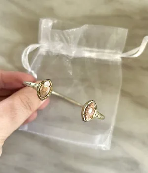 Kendra Scott Pink Stone & Clear Rhinestone Silver Bangle thumbnail 1