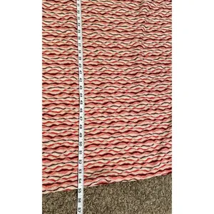 Vintage 90s Textured Wavy Maxi‎ Dress Red Pink Chevron Stretchy Retro Fall L thumbnail 4