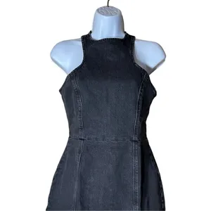 ASOS Denim Racer Dress In Washed Black 0‎ thumbnail 2