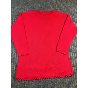 Vintage 90s Christmas Sweater TIARA Women L Red Tree Embroidered‎ Embellished thumbnail 2