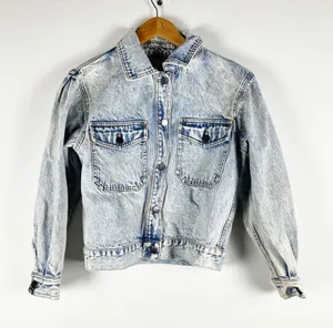 Alice And Olivia Dean Boxy Cropped Cotton Button Front Jean Denim Jacket Acid XS thumbnail 1
