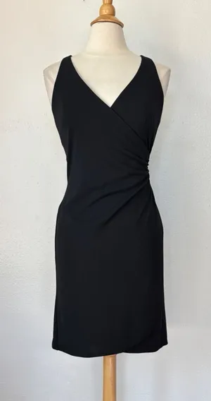 EXPRESS Vintage Late 90s Y2K Classic Black Wrap-Style Sleeveless Old Money Office Siren thumbnail 1