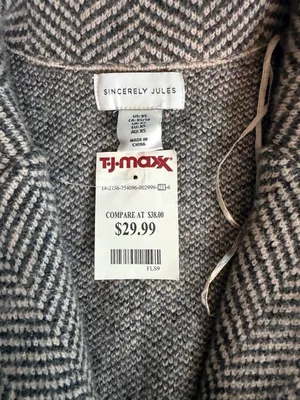 NWT Sincerely Jules Gray Herringbone Knit Cardigan Coat (XS) thumbnail 4
