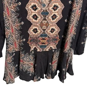 Free People Boho Paisley Medallion Open Back Mini Dress‎ Black Multi Medium thumbnail 6