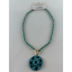 EMMA Western Blue Cow Print Cowboy Hat Pendant Necklace thumbnail 3