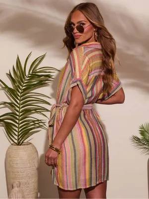 Vici Sunshade Waist Tie Mini Shirt Dress thumbnail 2