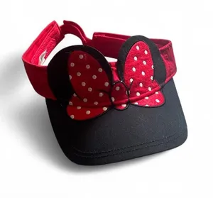Disney Parks Authentic Minnie Mouse Visor Polka Dot Bow Cap Adult Red and Black thumbnail 1