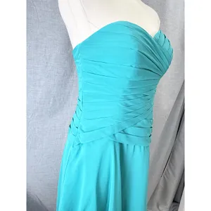 Azazie Teal Strapless Sweetheart Ruched Chiffon Mini Dress Size C‎ thumbnail 10