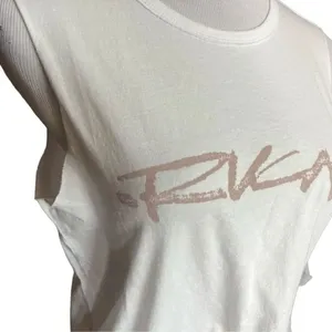 NWT Womens RVCA Vintage White Chalk Script Logo Tie Front Tank Top - Sz S thumbnail 3