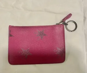 Coach canvas coin purse with star print Cranberry Color thumbnail 2